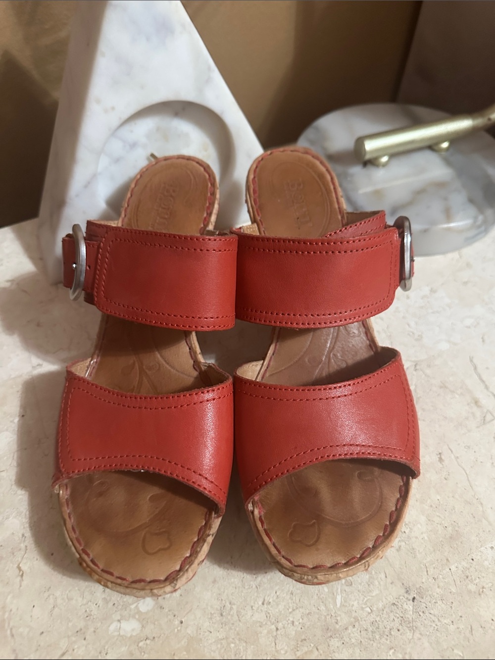 Born Red Double-Strap Slide Sandals